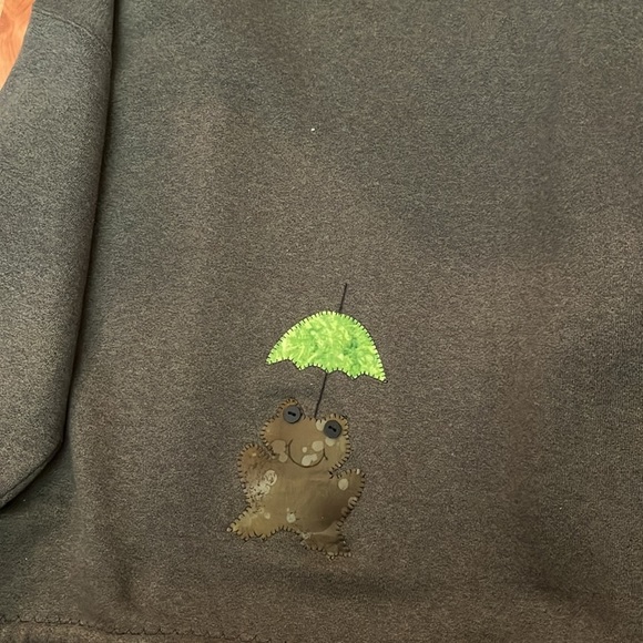Frog Batik Applique Sweatshirt Cardigan Size L - Picture 5 of 5